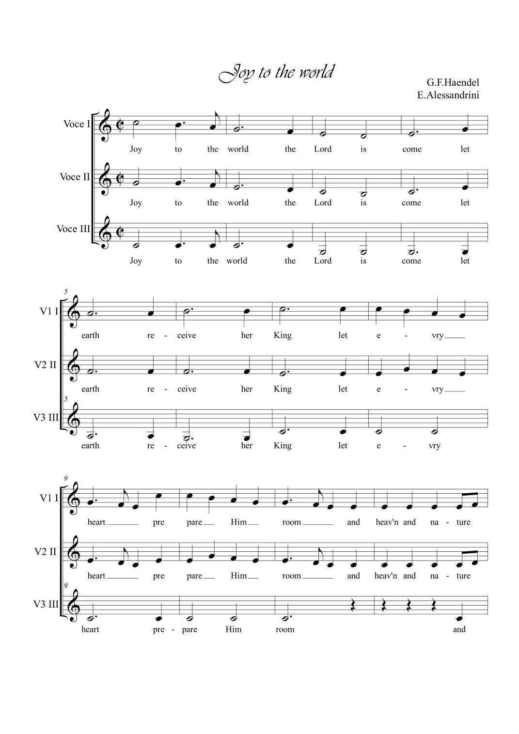 Joy to the world. Choir (arr. Ester Alessandrini)