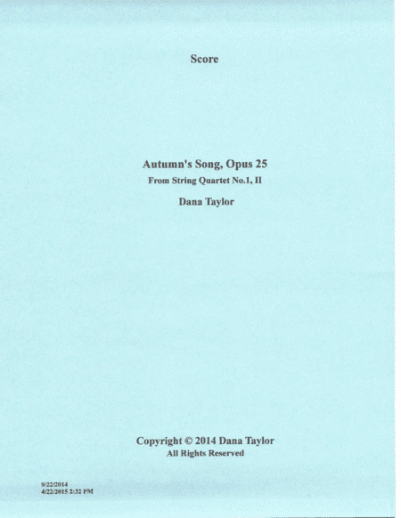 Autumn's Song, Op. 25