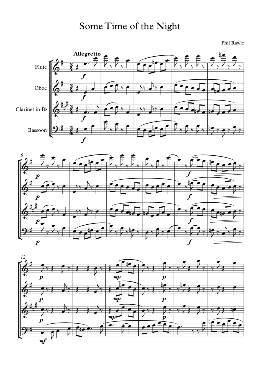 Some Time of the Night - Wind Quartet