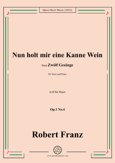 Franz-Nun holt mir eine Kanne Wein,in B flat Major,Op.1 No.4 (arr. OSM Press)