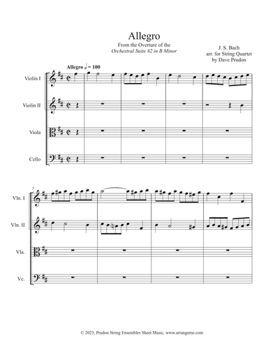 Allegro from the Suite #2 in B Minor for String Quartet (arr. Dave Prudon)