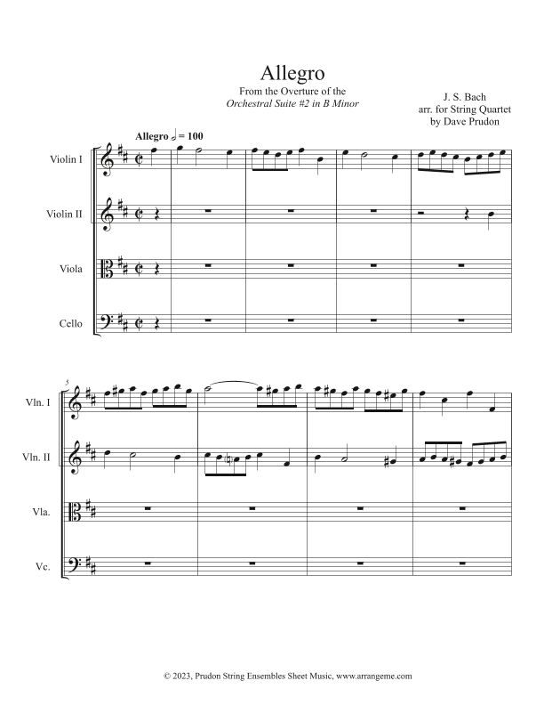 Allegro from the Suite #2 in B Minor for String Quartet (arr. Dave Prudon)
