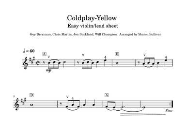 Yellow (arr. Sharon Sullivan)