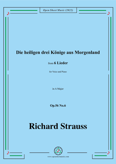 Richard Strauss-Die heiligen drei Könige aus Morgenland,in A Major (arr. OSM Press)