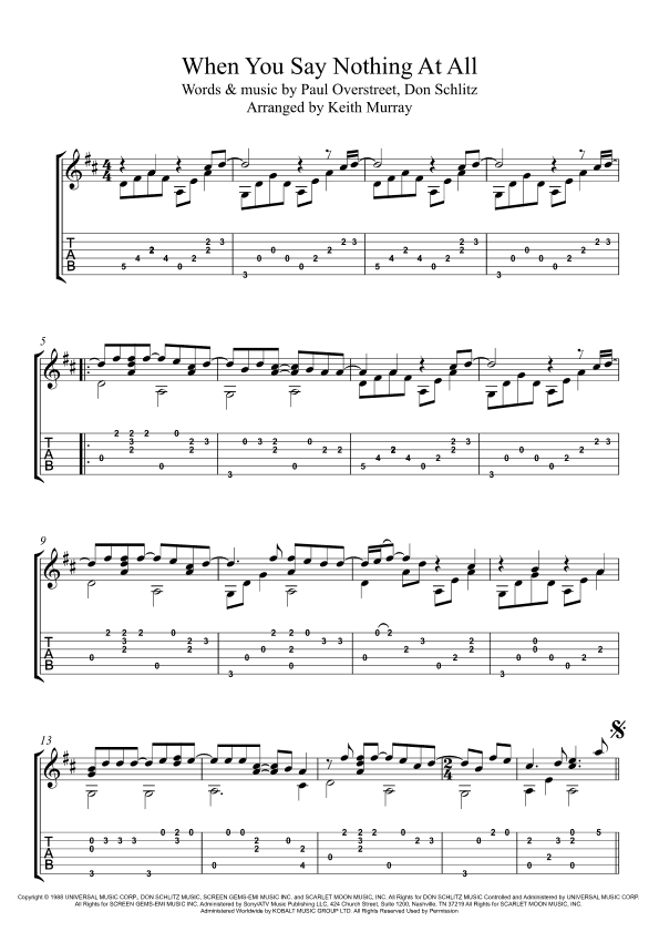 When You Say Nothing At All (arr. Keith Murray)