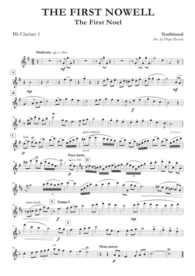 The First Noel for Clarinet Quartet (arr. Diego Marani)