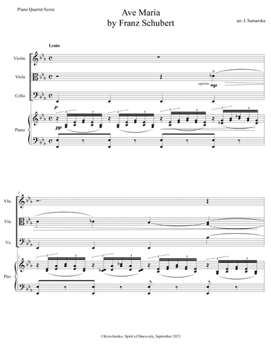 Franz Schubert - Ave Maria arr. for piano quartet (arr. Julia Samarska)