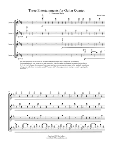 Three Entertainments (Guitar Quartet) - Score and Parts