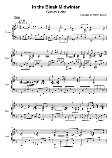 In the Bleak Midwinter (Holst): lyrical jazz ballad (arr. Martin Tucker)