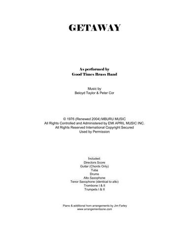 Getaway (arr. Jim Farley www.arrangementsone.com)
