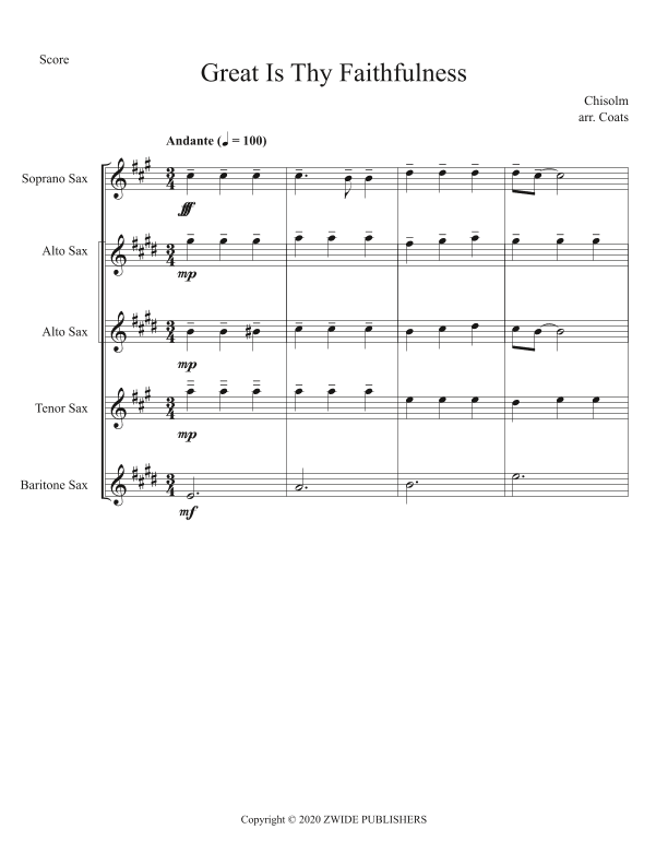 Great Is Thy Faithfulness (arr. Brayden Coats)