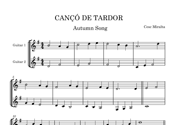 CANC¸O´ DE TARDOR Guit Duet