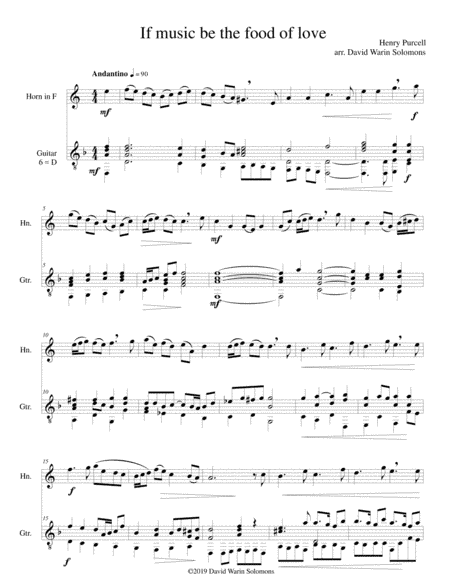 If music be the food of love for horn and guitar (arr. David Warin Solomons)