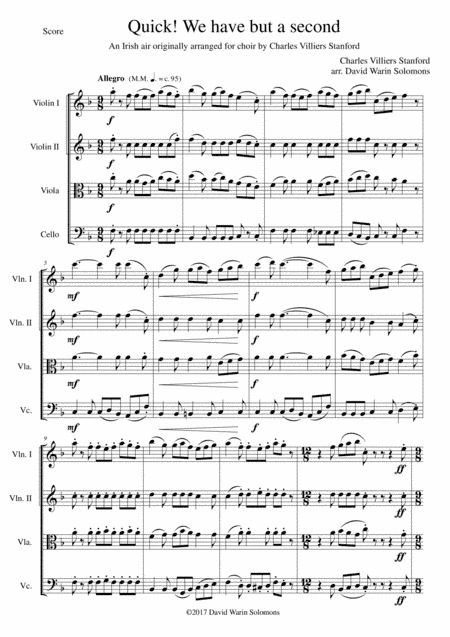 Quick we have but a second for string quartet (arr. David Warin Solomons)
