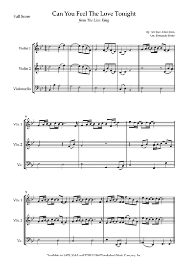 Can You Feel The Love Tonight (arr. Fernando Britto)