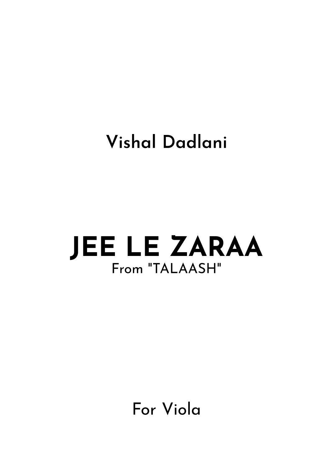 Jee Le Zaraa (arr. Jireh J.)