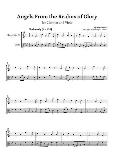 Angels from the Realms of Glory (Clarinet and Viola) - Christmas Carol (arr. Henrique Oliveira)