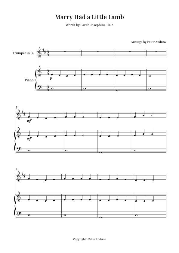 Marry Had  a Little Lamb (arr. Peter Andrew)