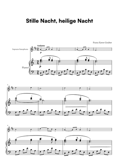 Franz Xaver Gruber - Stille Nacht, heilige Nacht (for Soprano Saxophone and Piano) (arr. Cadenza Editions)