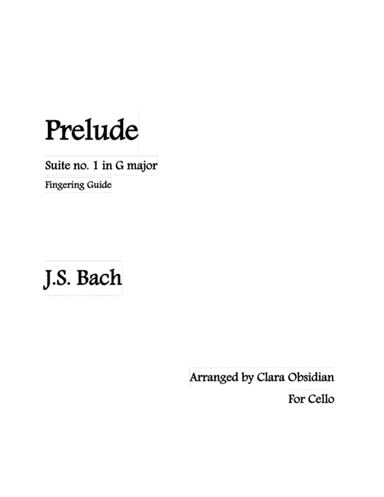 Bach: Prelude / Cello Suite no. 1/ Coloured Fingering Guide (arr. Clara Obsidian)