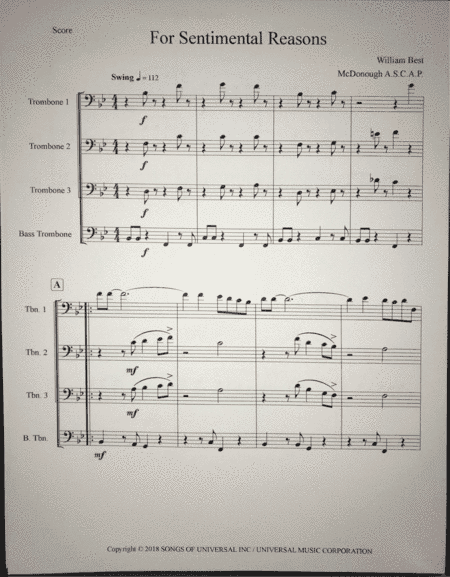 (i Love You) For Sentimental Reasons (arr. Michael C. McDonough A.S.C.A.P.)