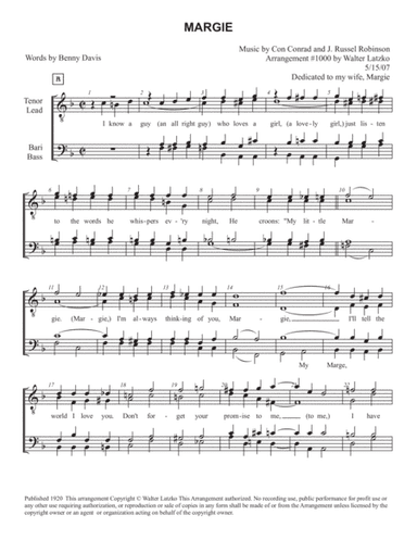 MARGIE (arr. Walter Latzko)