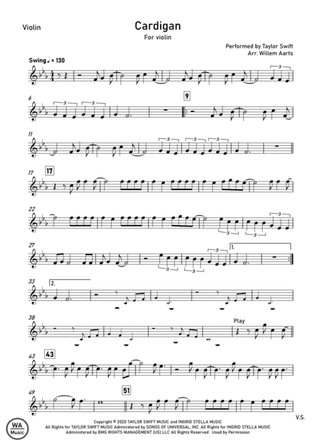 Cardigan (arr. Willem Aarts)