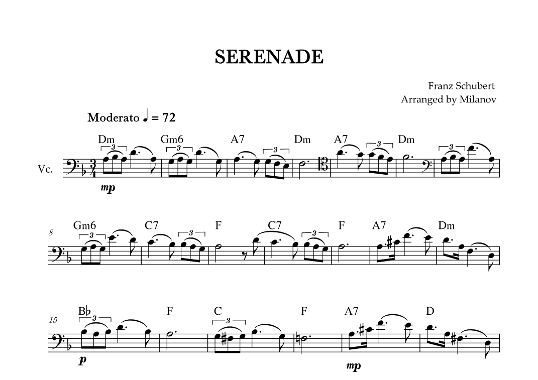 Serenade | Schubert | Cello | Chords (arr. Milanov)