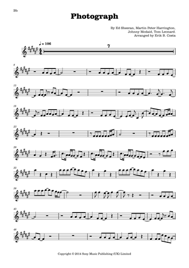 Photograph (arr. Erik B. Costa)