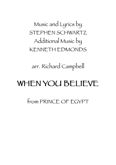 When You Believe (arr. Richard Campbell)