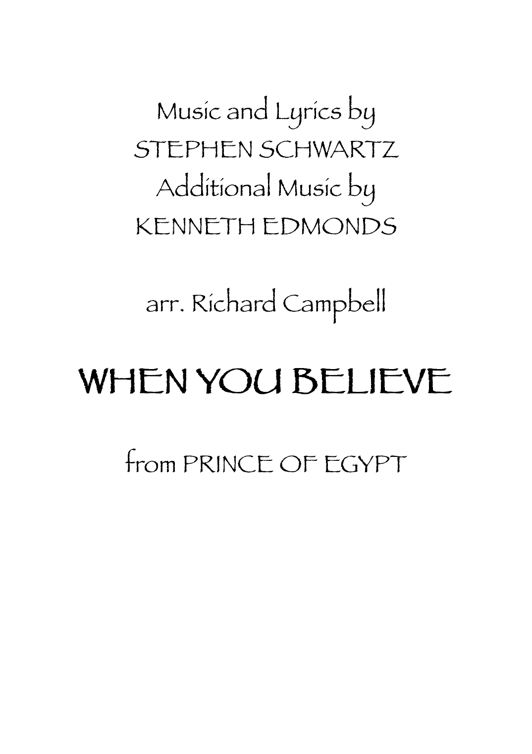 When You Believe (arr. Richard Campbell)