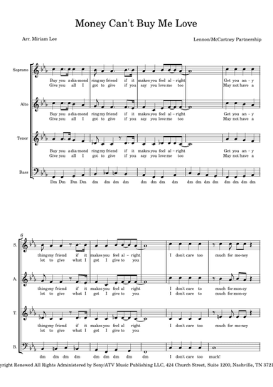 Can't Buy Me Love (arr. Miriam Lee)