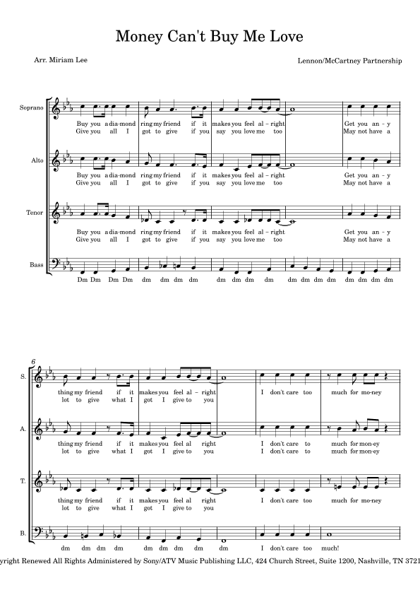 Can't Buy Me Love (arr. Miriam Lee)