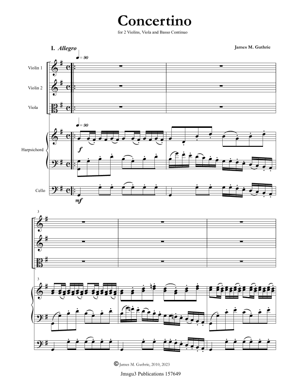Guthrie: Concertino for 2 Violins, Viola and Continuo