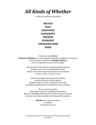 All Kinds of Whether (suite for carillon)