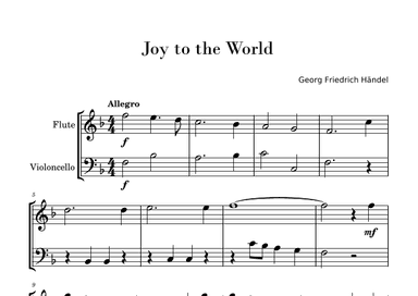 Joy to the World (Easy Flute and Cello Duo) (arr. Gisele Sant'Ana)