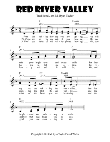 Red River Valley - Duet with easy Ukulele Chords (arr. M. Ryan Taylor)