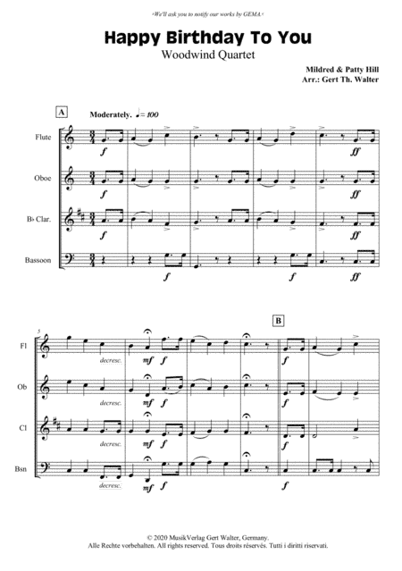 Happy Birthday To You (arr. Gert Th. Walter)