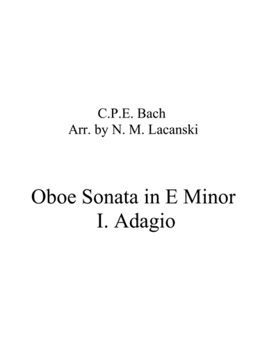 Sonata in E Minor for Oboe and String Quartet I. Adagio (arr. Nick Lacanski)