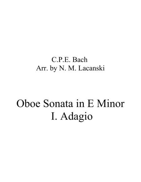 Sonata in E Minor for Oboe and String Quartet I. Adagio (arr. Nick Lacanski)