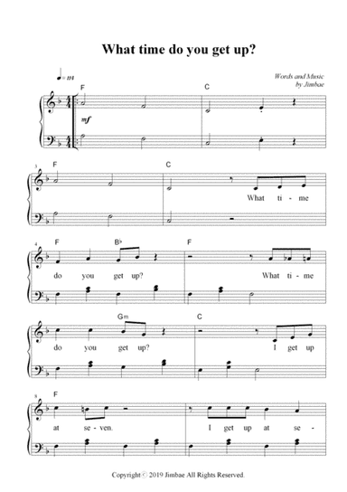 What time do you get up? (Nursery Rhymes for Easy Piano)