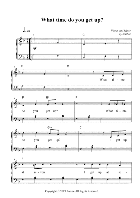 What time do you get up? (Nursery Rhymes for Easy Piano)