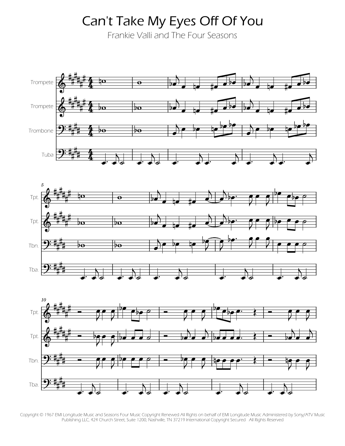 Can't Take My Eyes Off Of You (arr. Ygor Nunes)
