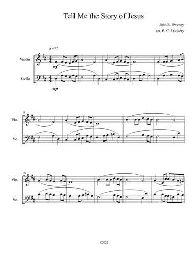 Tell Me the Story of Jesus (Violin and Cello Duet) (arr. B. C. Dockery)