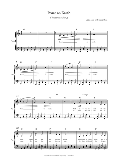 Peace on Earth - Christmas Song - Piano solo