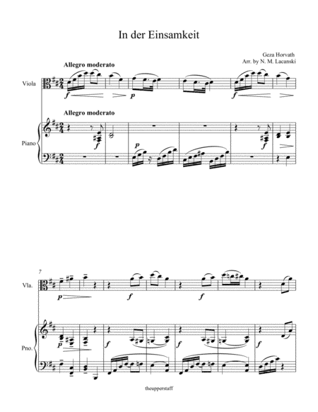 In der Einsamkeit (arr. Nick Lacanski)
