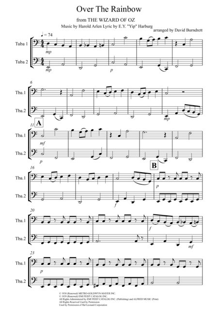 Over The Rainbow (from The Wizard Of Oz) (arr. David Burndrett)