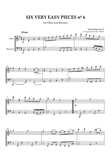 Six Very Easy Pieces nº 6 (Allegro) - Oboe and Bassoon (arr. Henrique Oliveira)