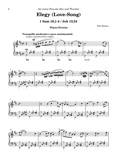 Elegy (Love-Song), Piano-Version