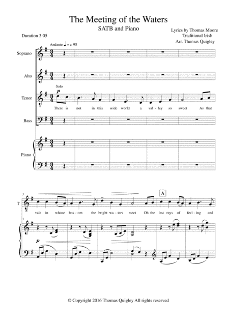 The Meeting of the Waters (arr. Thomas Quigley)